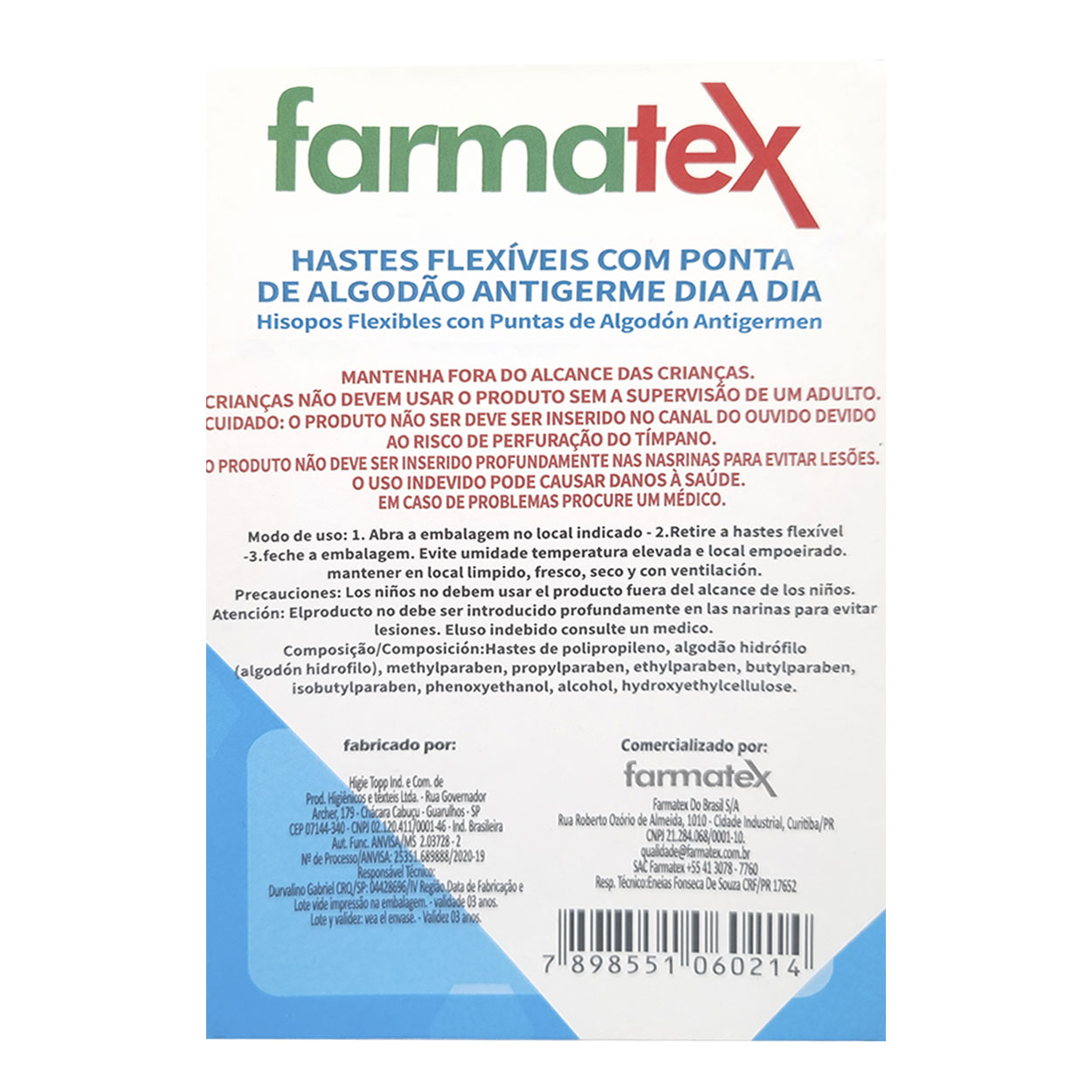 Hastes Flexíveis com Ponta de Algodão C/75 FarmaTex