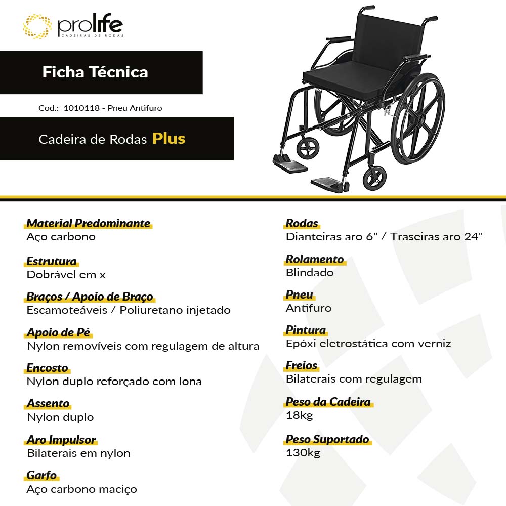 Cadeira de Rodas Obeso Plus Antifuro Prolife