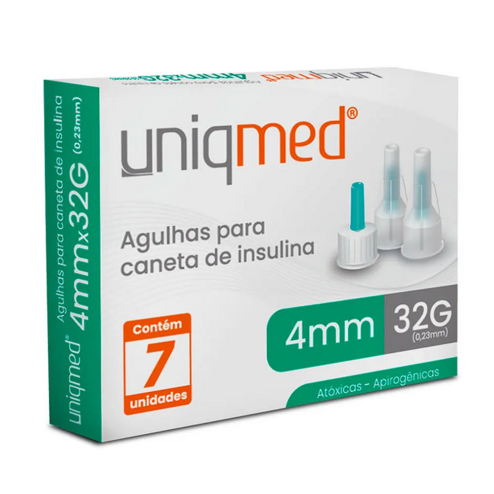Agulhas Caneta de Insulina Uniqmed 4MM 32G 7un