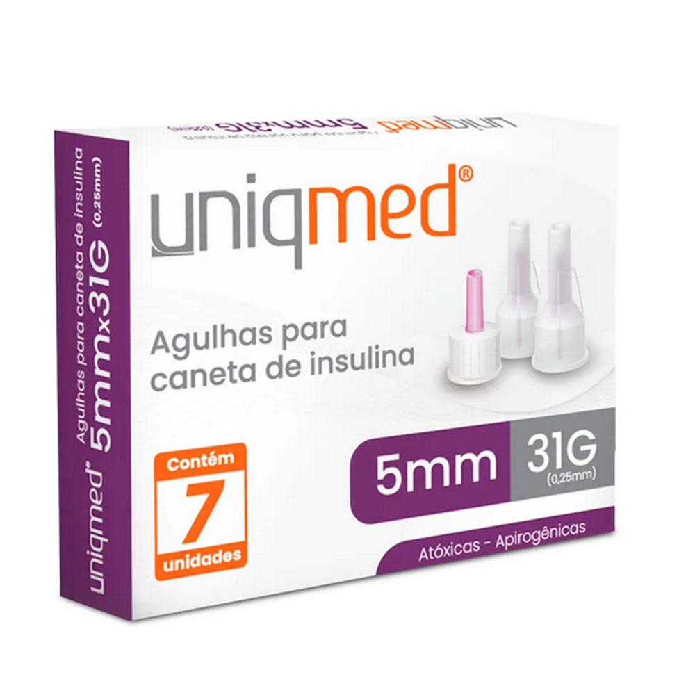 Agulhas Caneta de Insulina Uniqmed 5MM 31G 7un