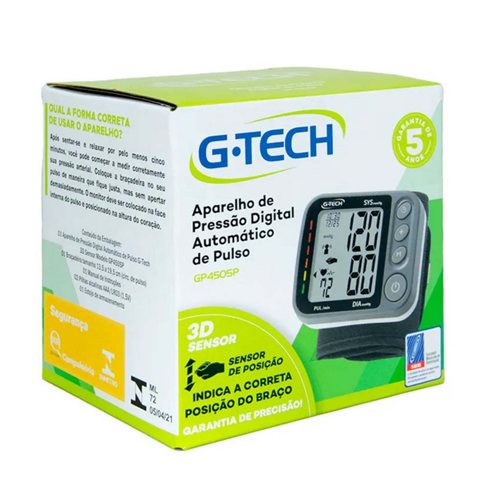 Aparelho de Pressão Digital Automatico Pulso G-Tech 3D 