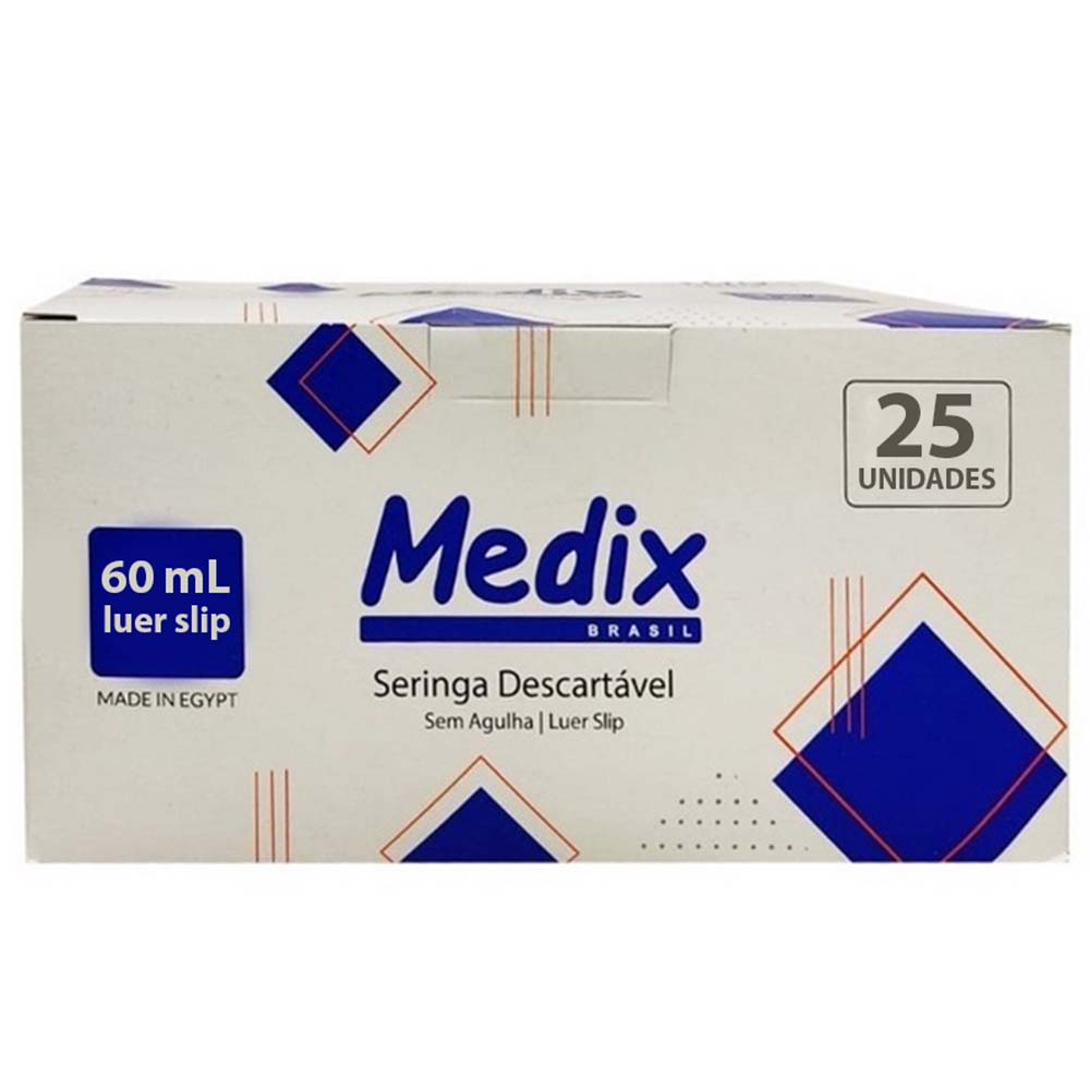 Seringa Descartável Luer Slip 60ML Sem Agulha Medix 25un