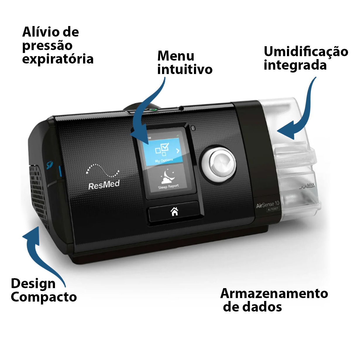 CPAP AirSense10 com Umidificador Resmed Pressão Fixa