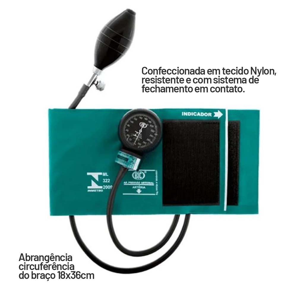 Esfigmomanômetro e Estetoscópio Standart BIC Adulto Verde