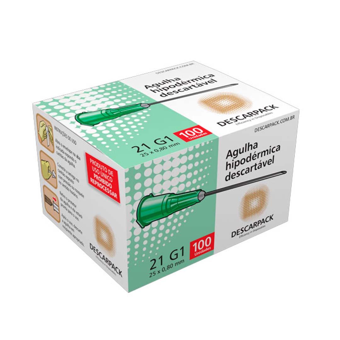 Agulha Hipodérmica Descartável Descarpack 25x0,80mm 100un