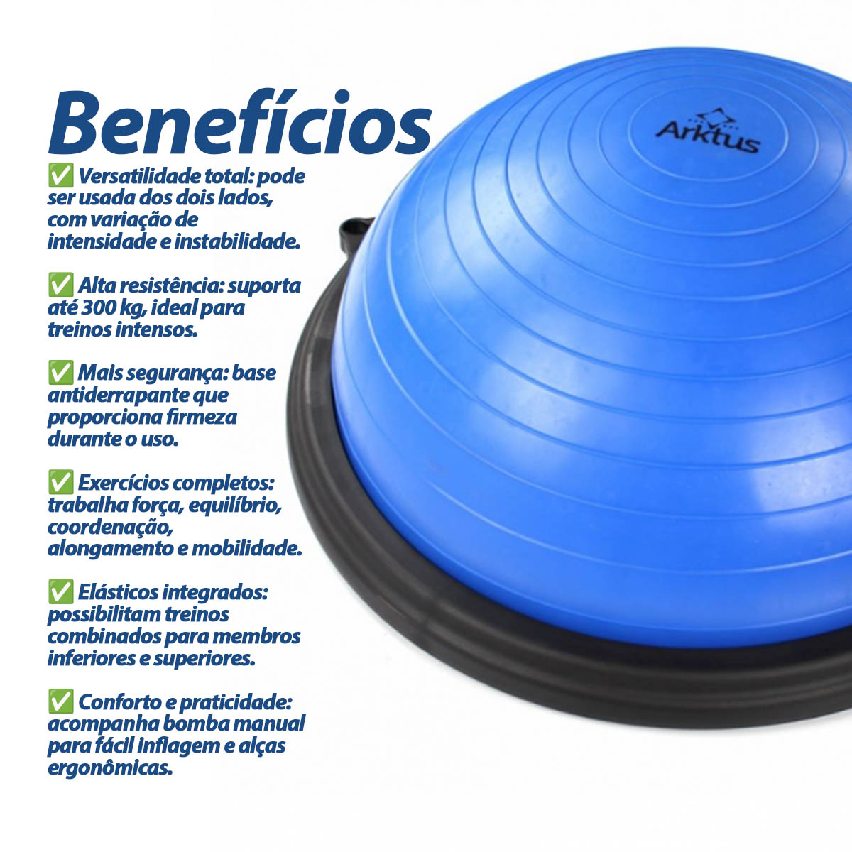 Meia Bola Bosu Arktus com Elásticos 300kg Arktus