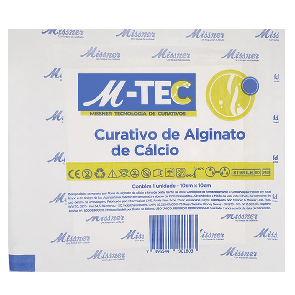 Curativo de Alginato de Cálcio M-TEC 10cmX10cm 1und