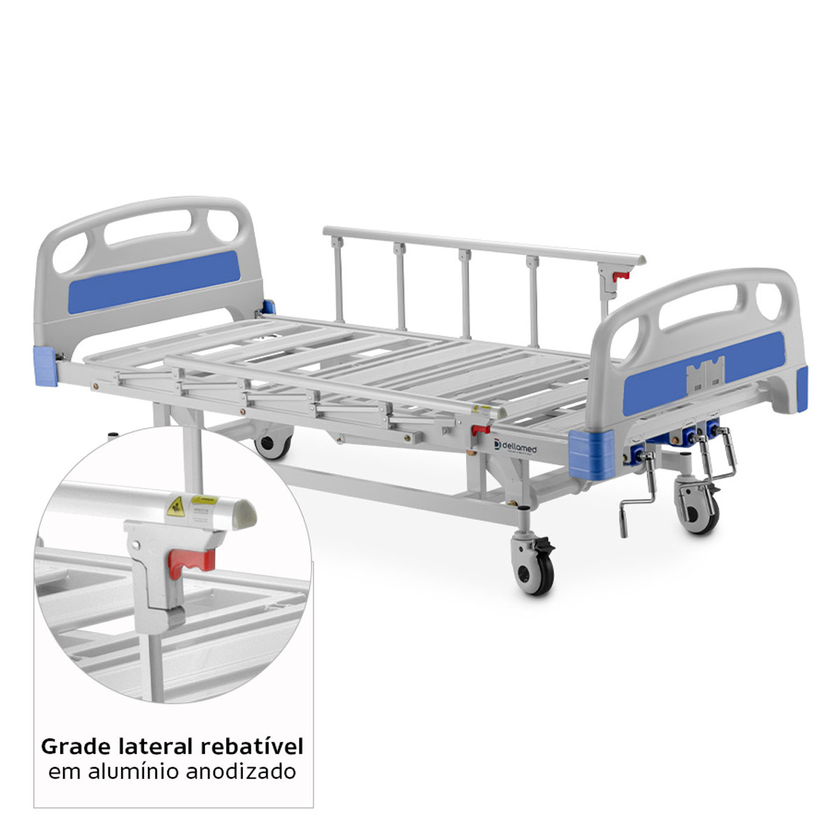 Cama Hospitalar Manual 3 Movimentos com Elevação DX3 Dellamed