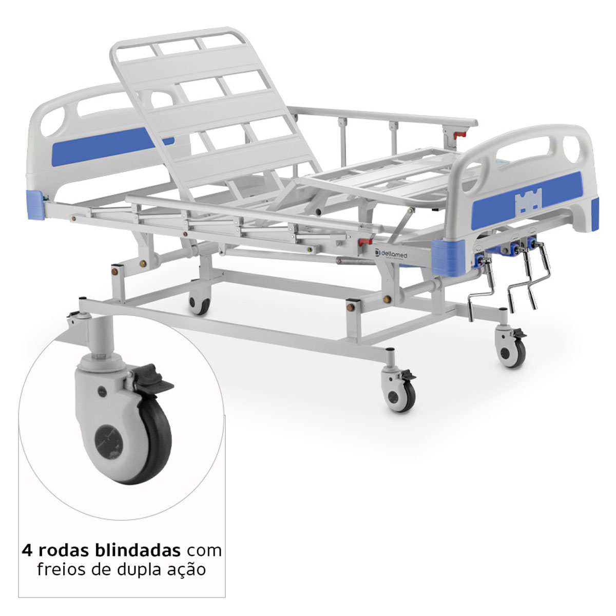 Cama Hospitalar Manual 3 Movimentos com Elevação DX3 Dellamed