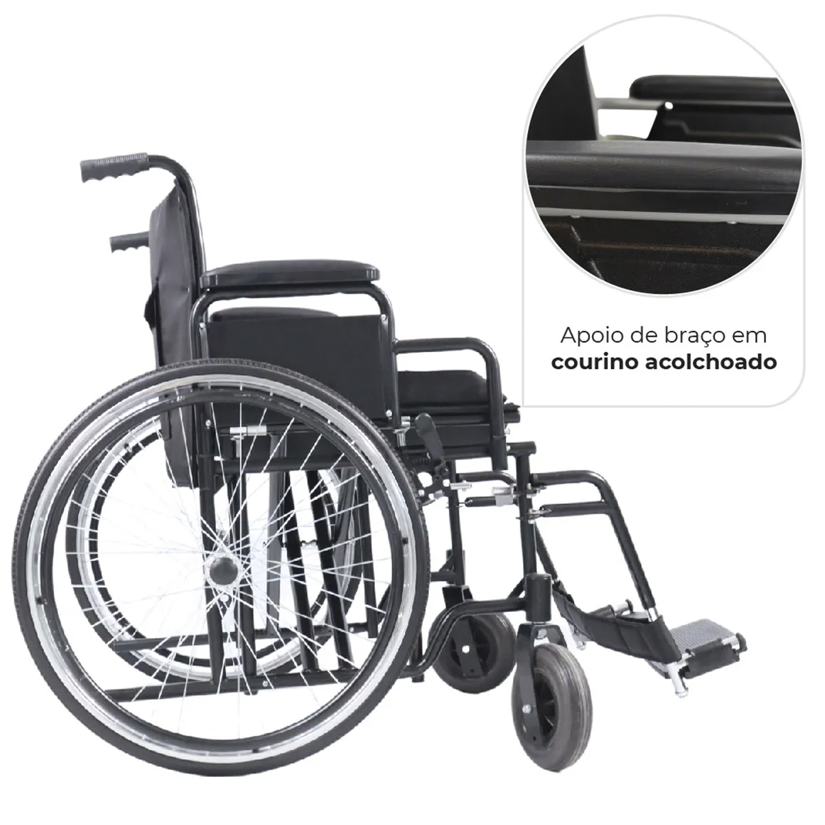 Cadeira de Rodas Obeso Dobrável D500 180kg 62cm Dellamed 