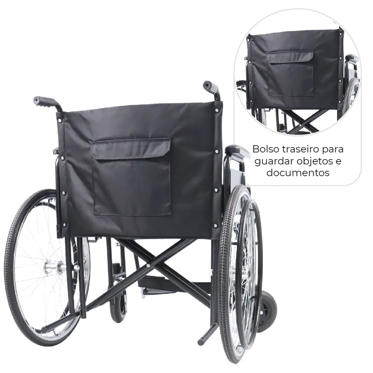 Cadeira de Rodas Obeso Dobrável D500 180kg 62cm Dellamed 