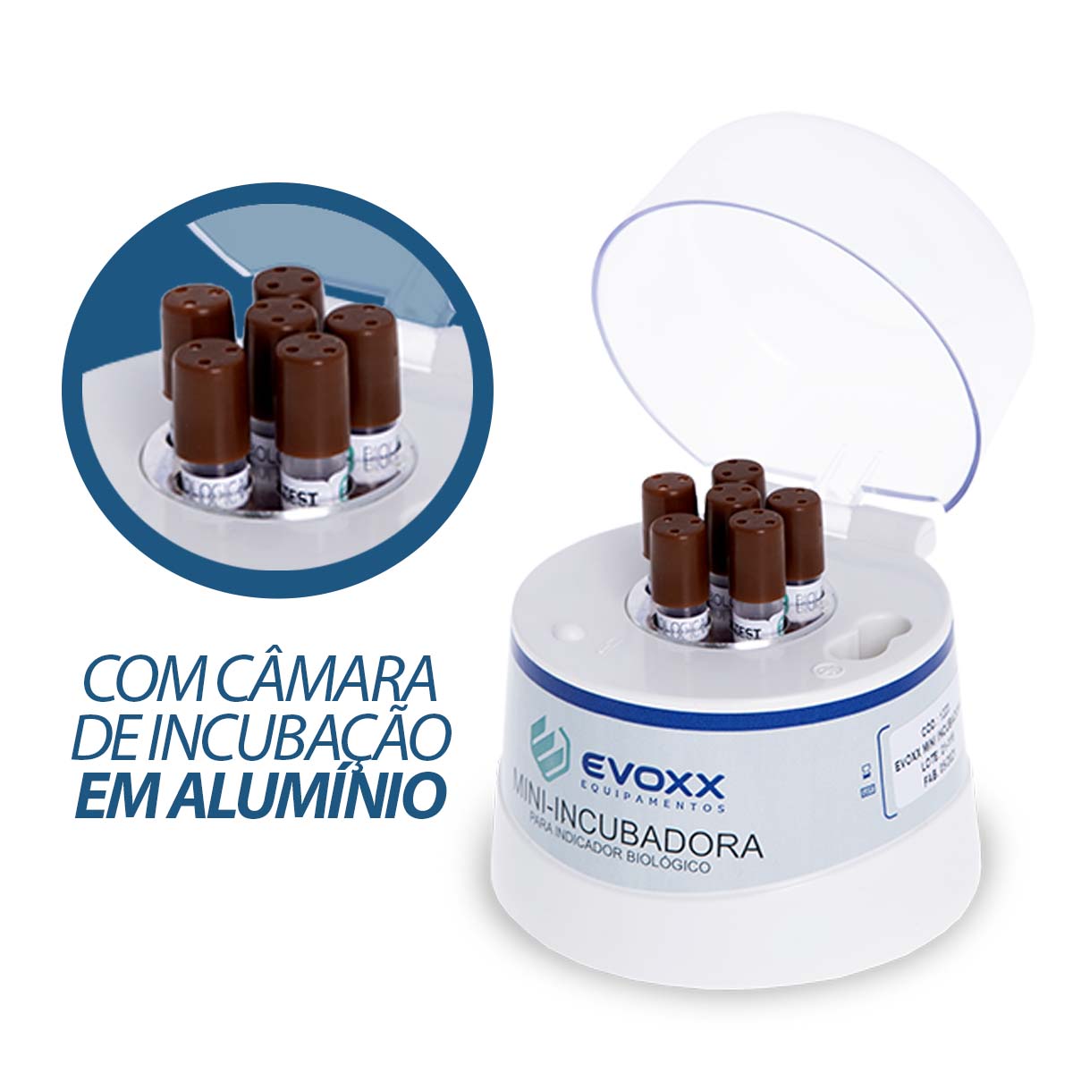 Mini Incubadora para 6 Indicadores Biológicos Evoxx 