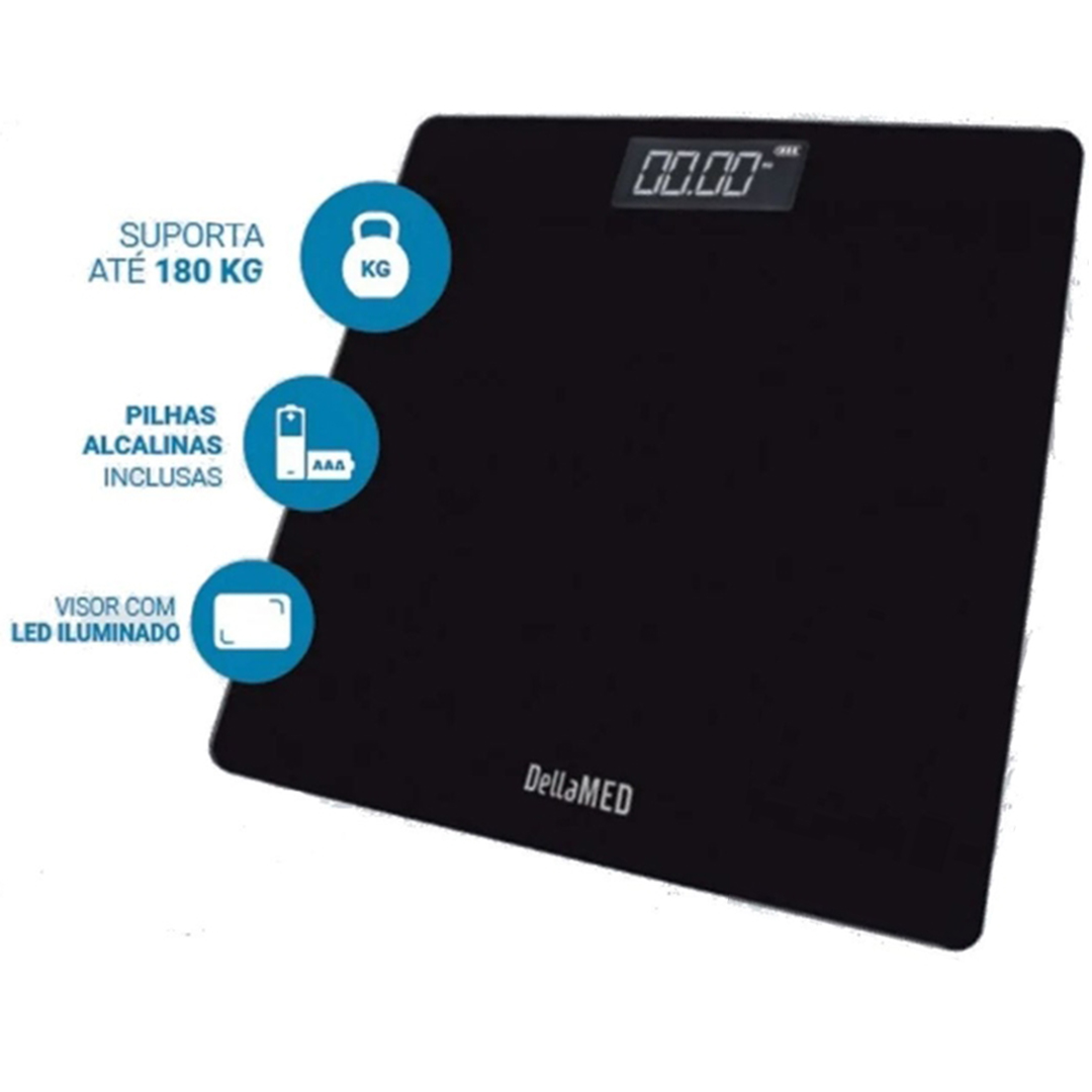 Balança Digital Corporal Smart Dellamed Preta 180kg