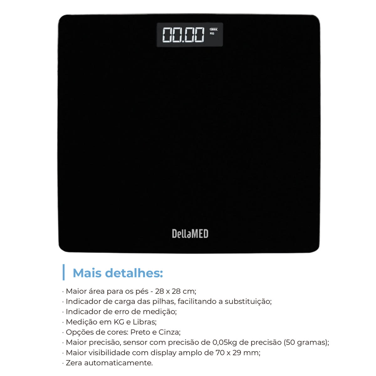 Balança Digital Corporal Smart Dellamed Preta 180kg