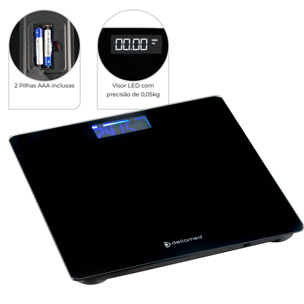 Balança Digital Corporal Smart Dellamed Preta 180kg