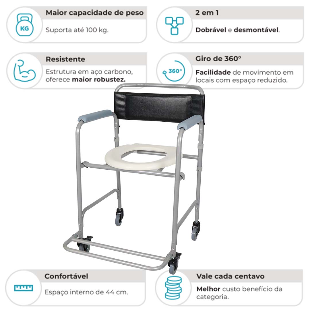 Cadeira de Banho Higiênica D30 Dellamed