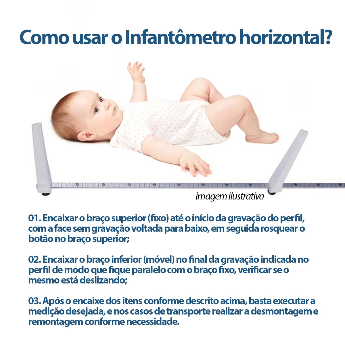 Regua Antropometrica Infantil Portatil Infantometro Horizontal Welmy