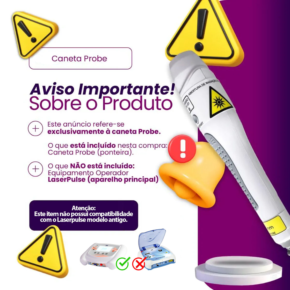 Caneta de Laser Probe 4 LED Infravermelho 808nm Novo Laser Pulse Ibramed 