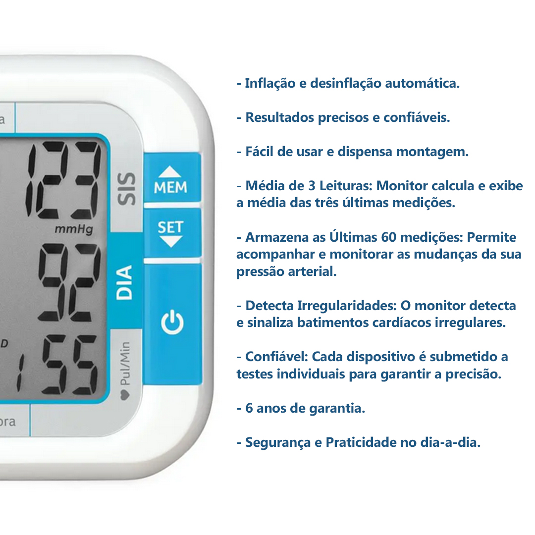 Aparelho De Pressão Monitor de Pulso Digital Automático Multilaser