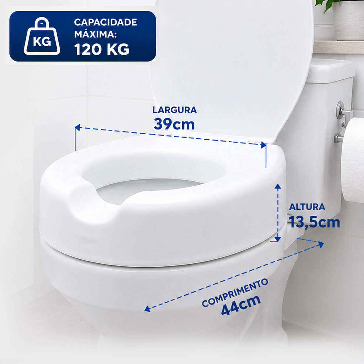 Assento Sanitário Elevado 13,5 CM Com Tampa Mebuki