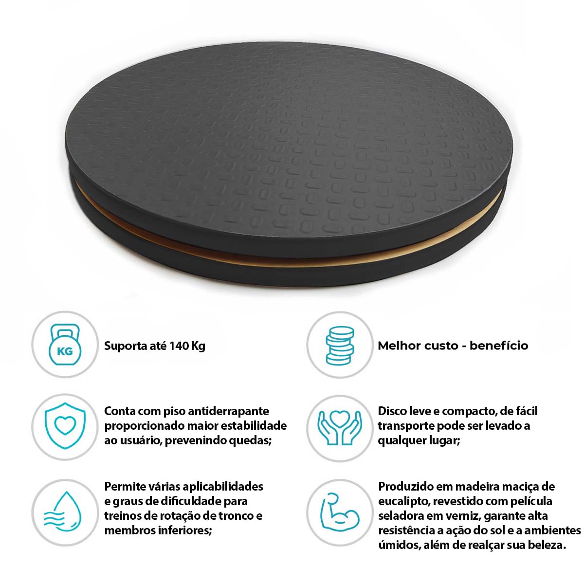 Disco de Rotação Exercitador de Quadril 39cm Preto Arktus 