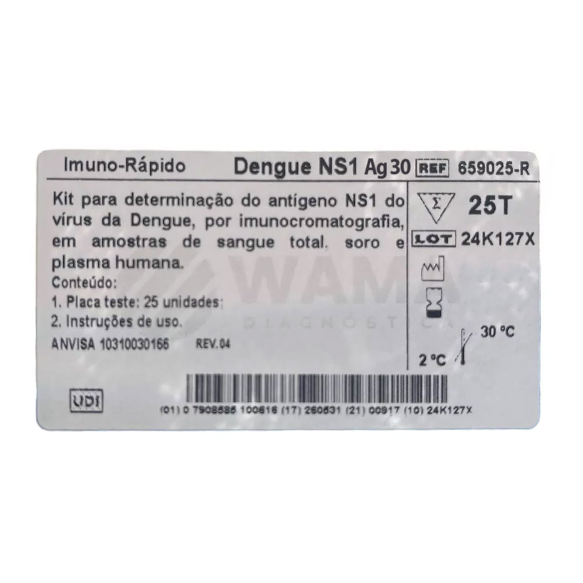 Teste Dengue Imuno-Rápido NS1 Ag30 Wama