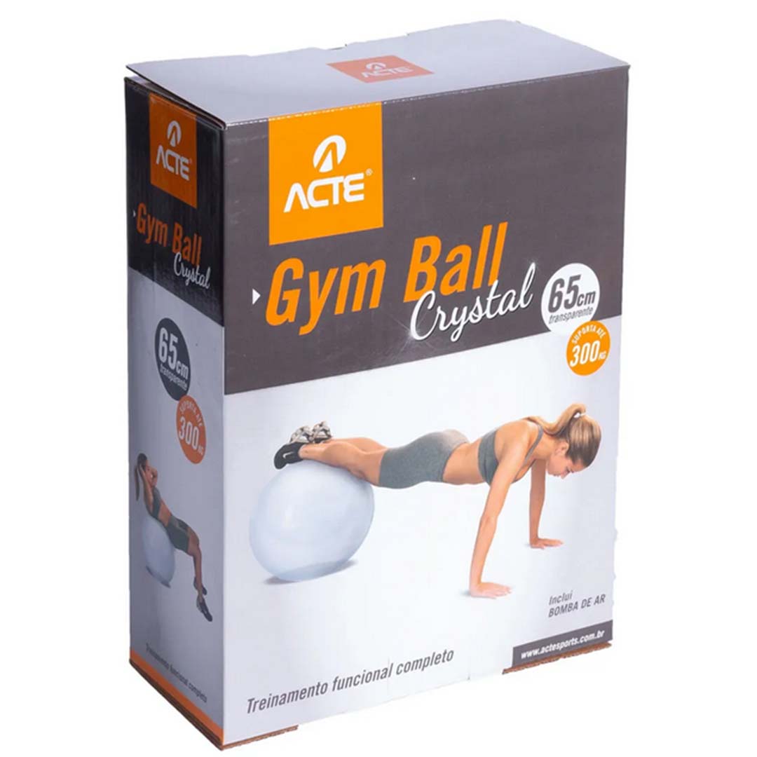 Bola de Pilates 65cm Gym Bal Transparente C/ Bomba de Ar