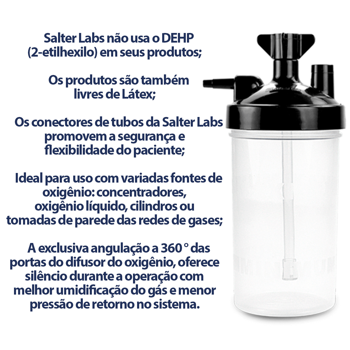 Copo Umidificador Bolha 290ML Fluxo 0-6LPM Salter Labs