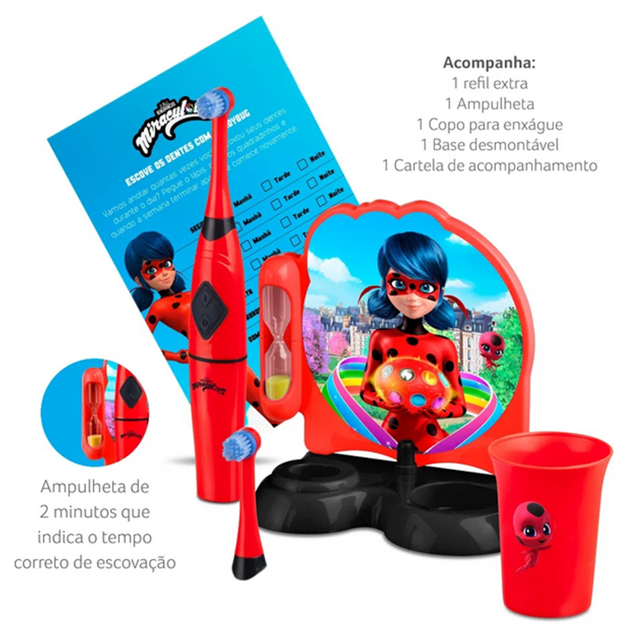 Escova Dental Elétrica Infantil Miraculos Funny Brush