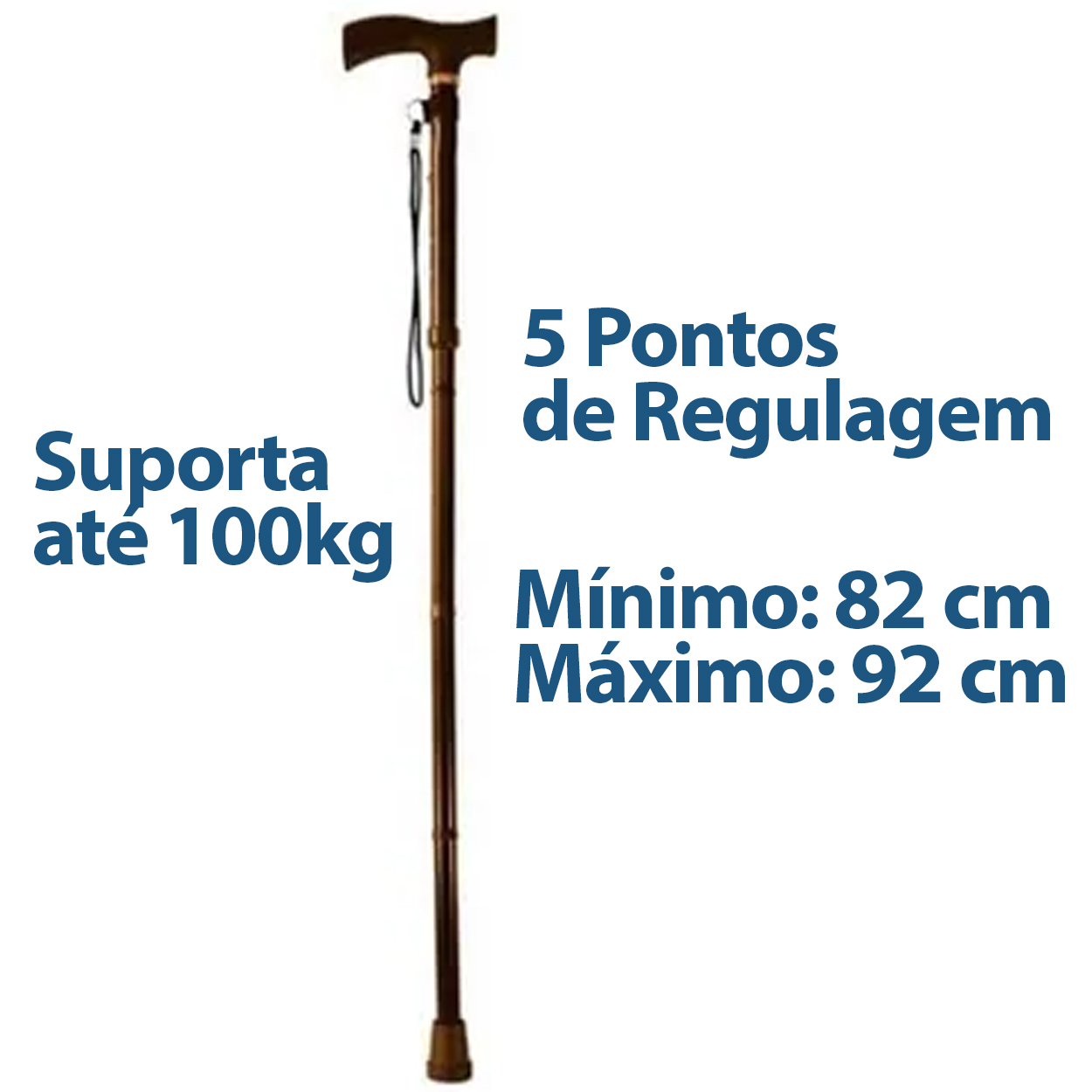 Bengala Dobrável Com Regulagem Altura Preto Mebuki