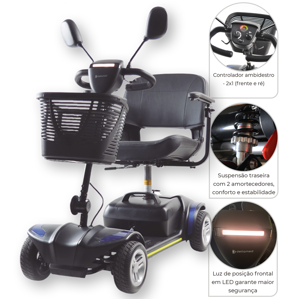 Scooter Elétrica Preta LB Ligth Até 136kg Dellamed