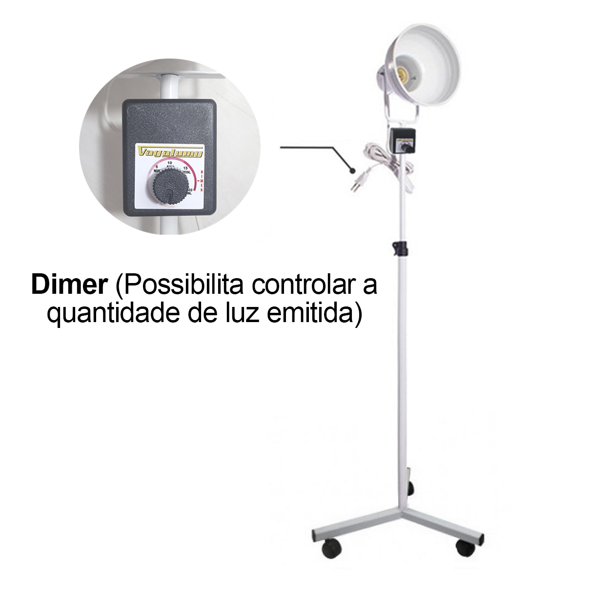 Pedestal Suporte para Infravermelho Dimer e Rodízio Altura 1.35m