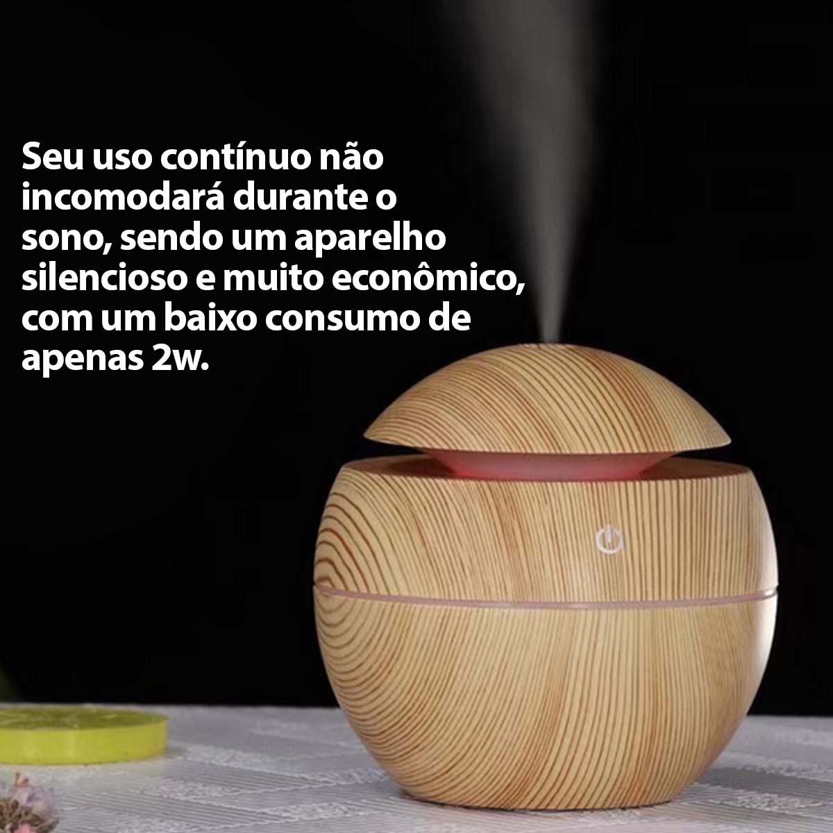 Mini Umidificador de Ar e Aromatizador de Ambientes Tipo Madeira