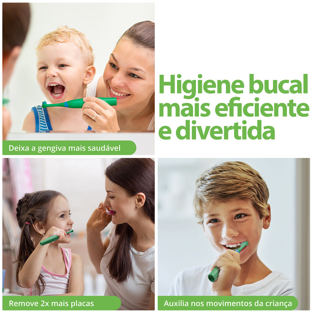 Escova Dental Elétrica Infantil Funny Brush Dinossauro Fred