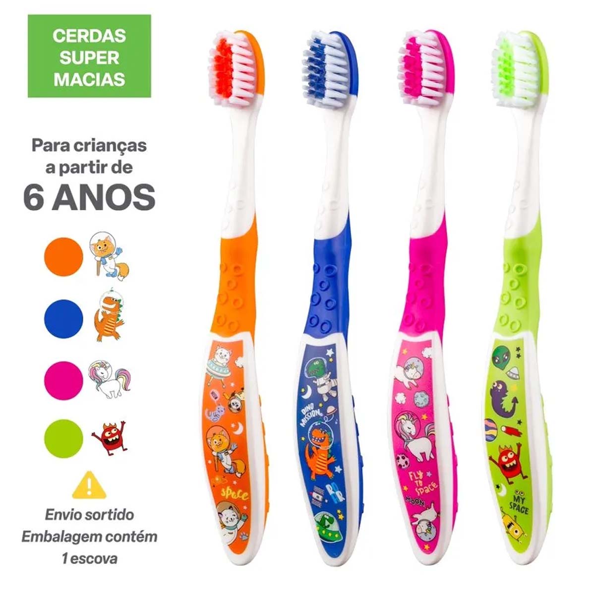 Escova de Dente Infantil Clear Up 6+ Anos 1 Unidade (Cores Sortidas) 