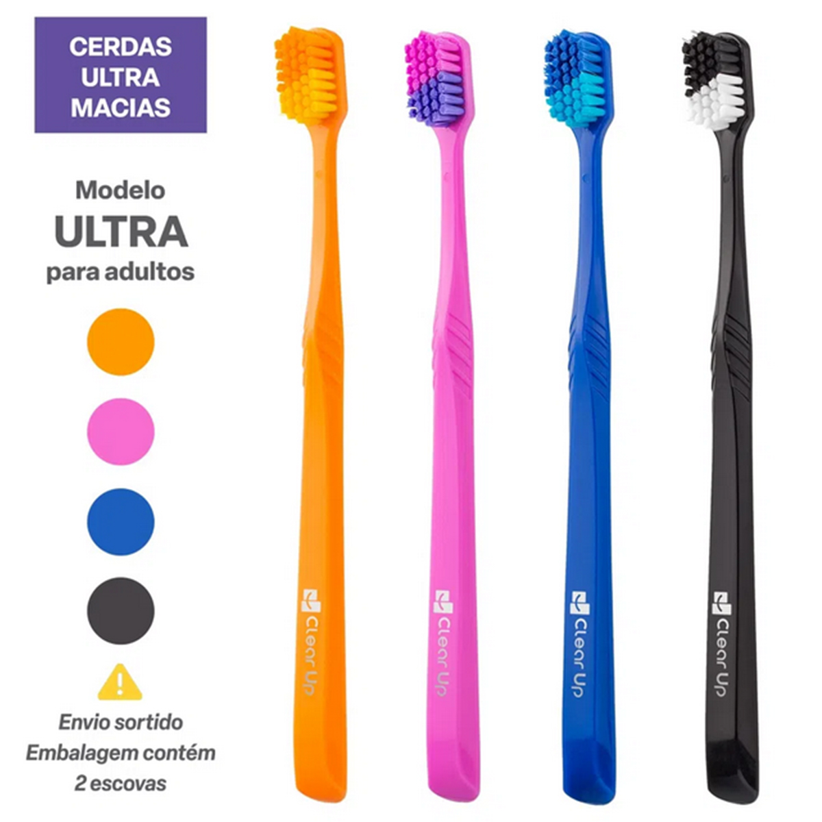 Escova de Dente Ultra Clear Up Com Cerdas Ultra Macias 2 Unidades (Cores Sortidas)