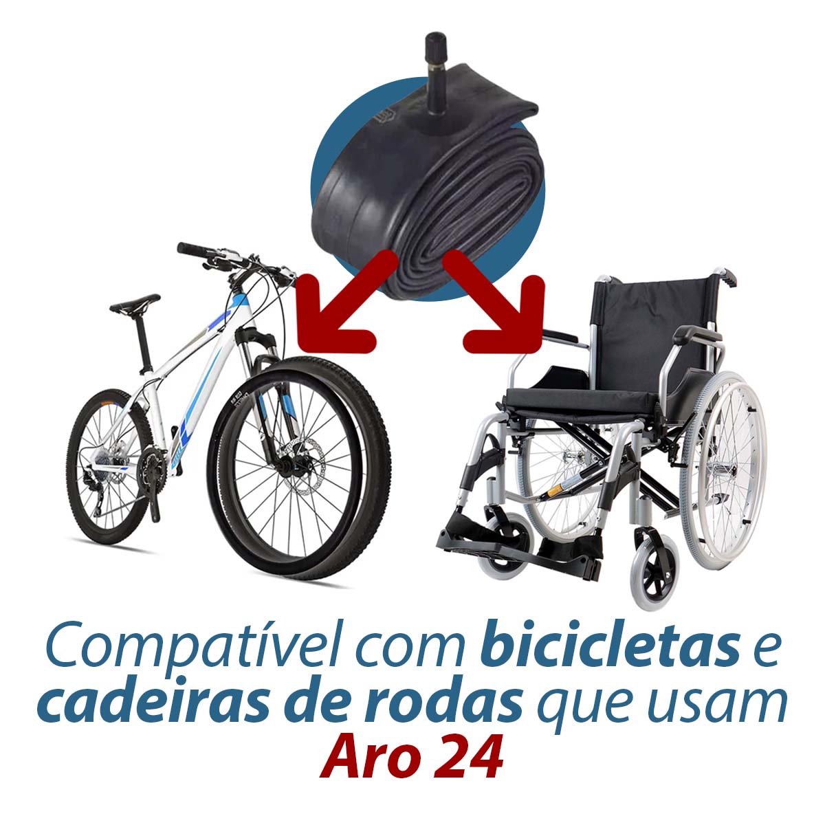 Câmara de Ar Bicicleta e Cadeira de Rodas Aro 24 Canello