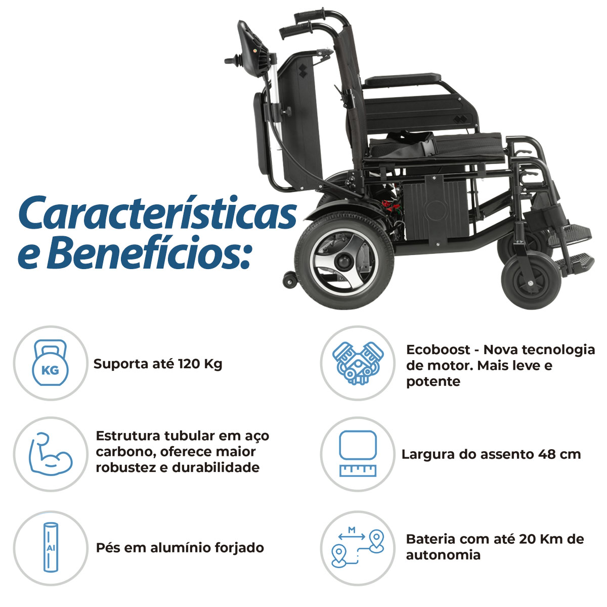 Cadeira de Rodas Motorizada Dobrável D800 Dellamed