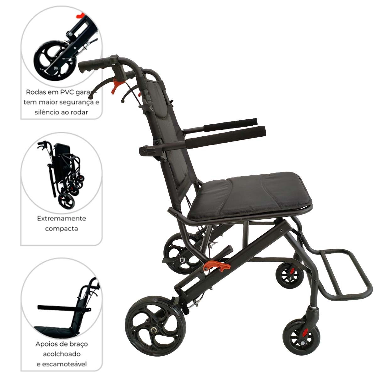 Cadeira de Transporte Transferência D90 100kg Dellamed