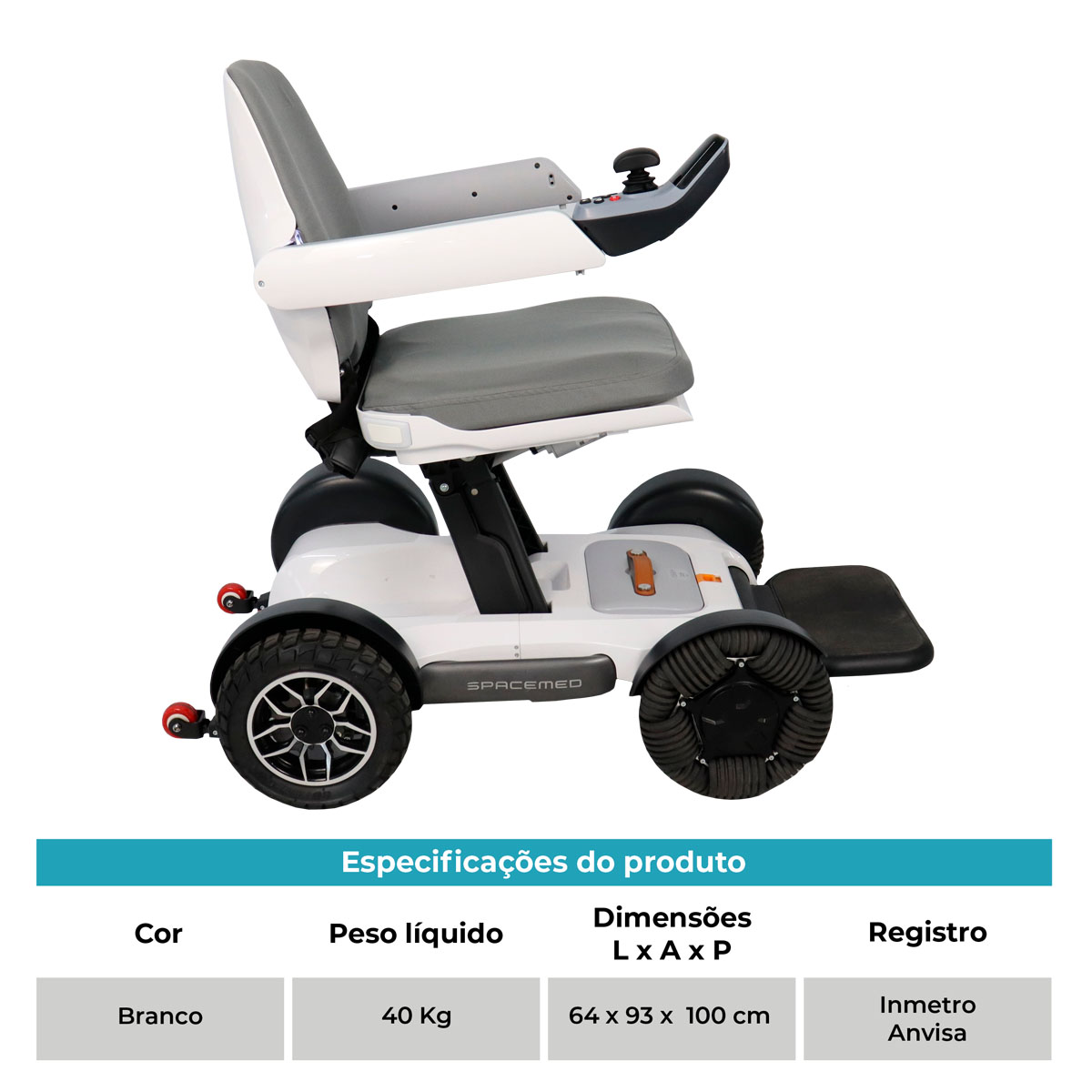 Cadeira Motorizada Dobrável até 120Kg Spacemed Dellamed