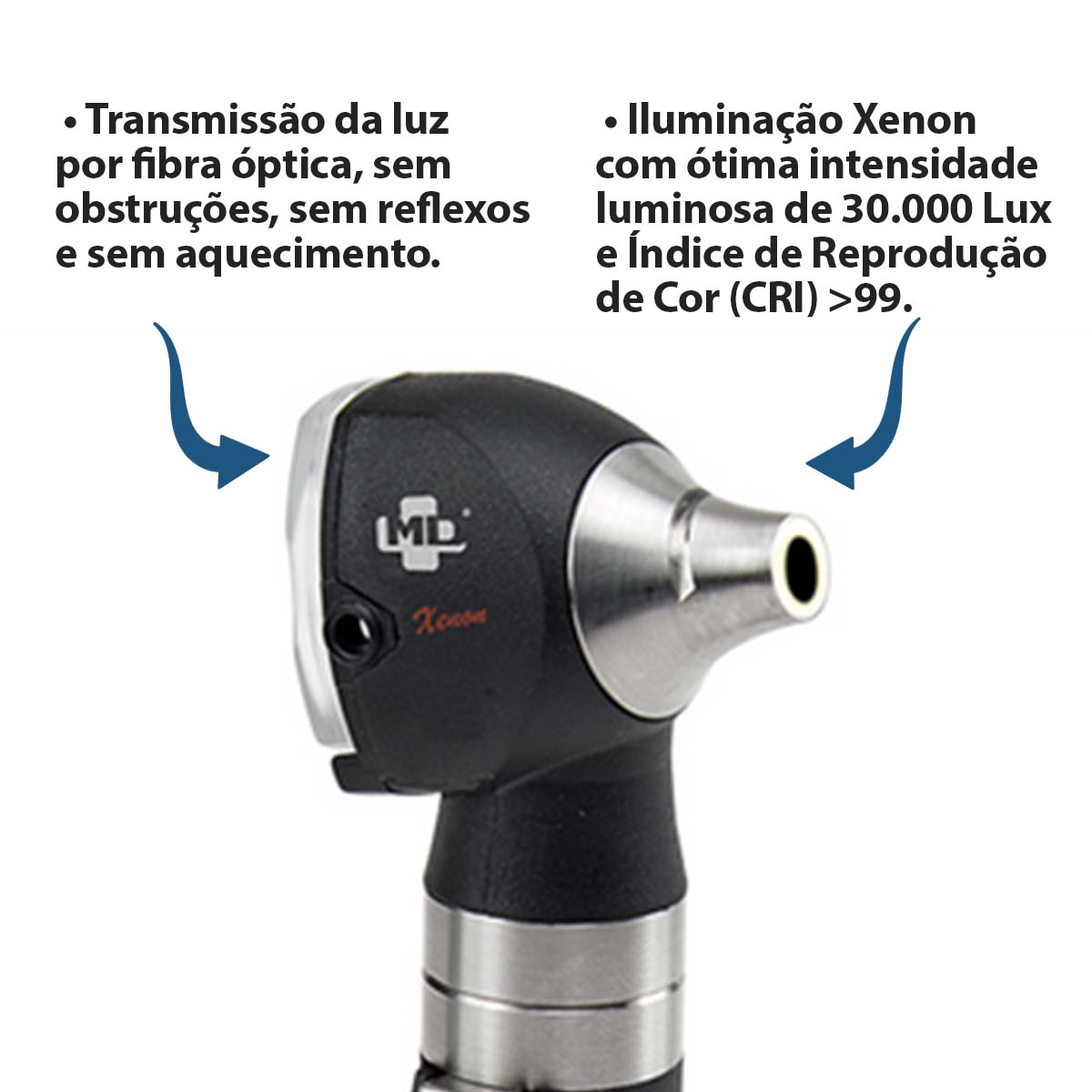Otoscópio MD 2.5V Omni 3000 Xenon Halógena Fibra Óptica com Estojo Macio