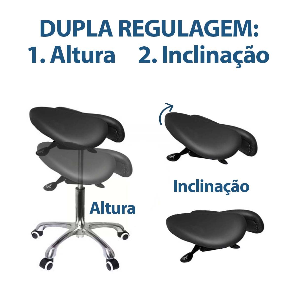 Mocho Tipo Sela Bipartido Ergonômico Preto OrthoPauher