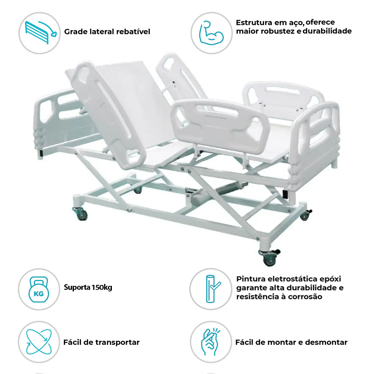 Cama Motorizada Com Elevação do Leito Luxo 3 Movimento Desematec
