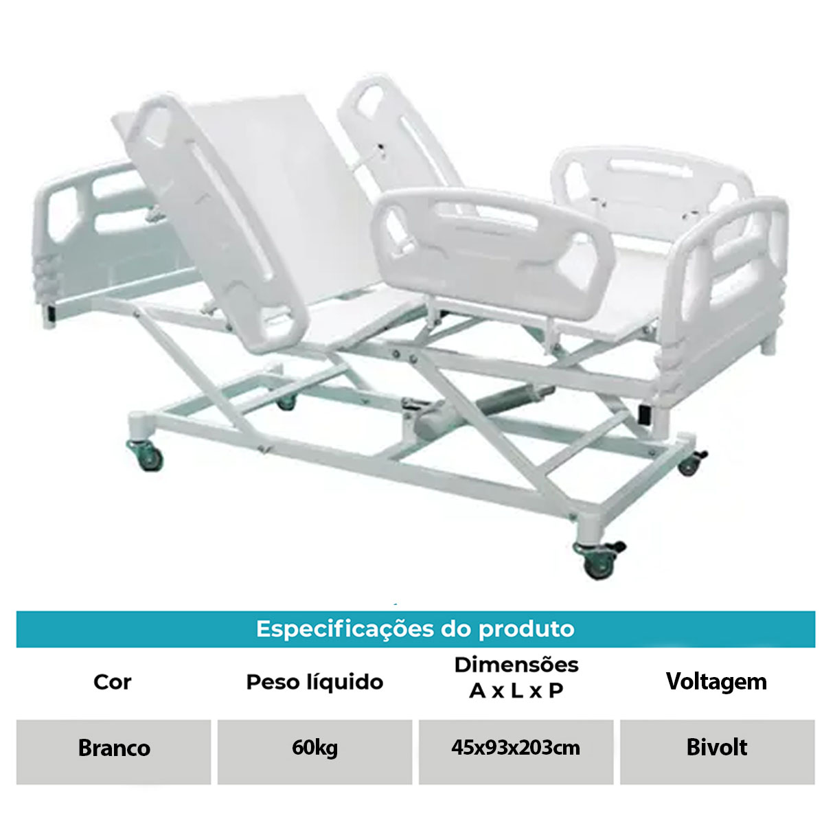 Cama Motorizada Com Elevação do Leito Luxo 3 Movimento Desematec