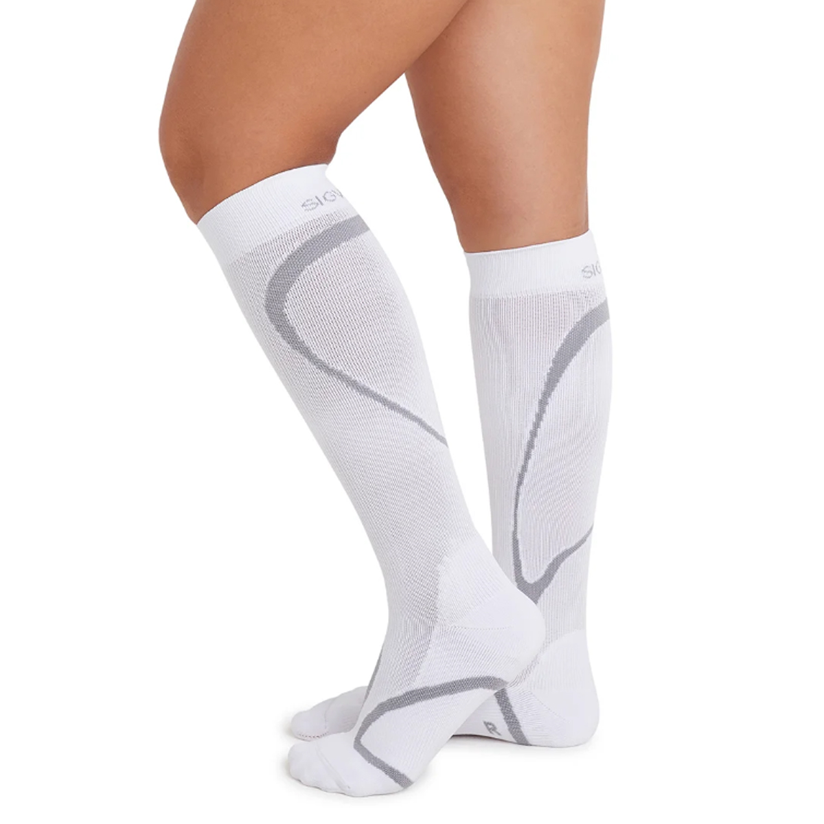 Meia Sigvaris Performance 20-30mmhg Panturrilha Ponteira Fechada Branca