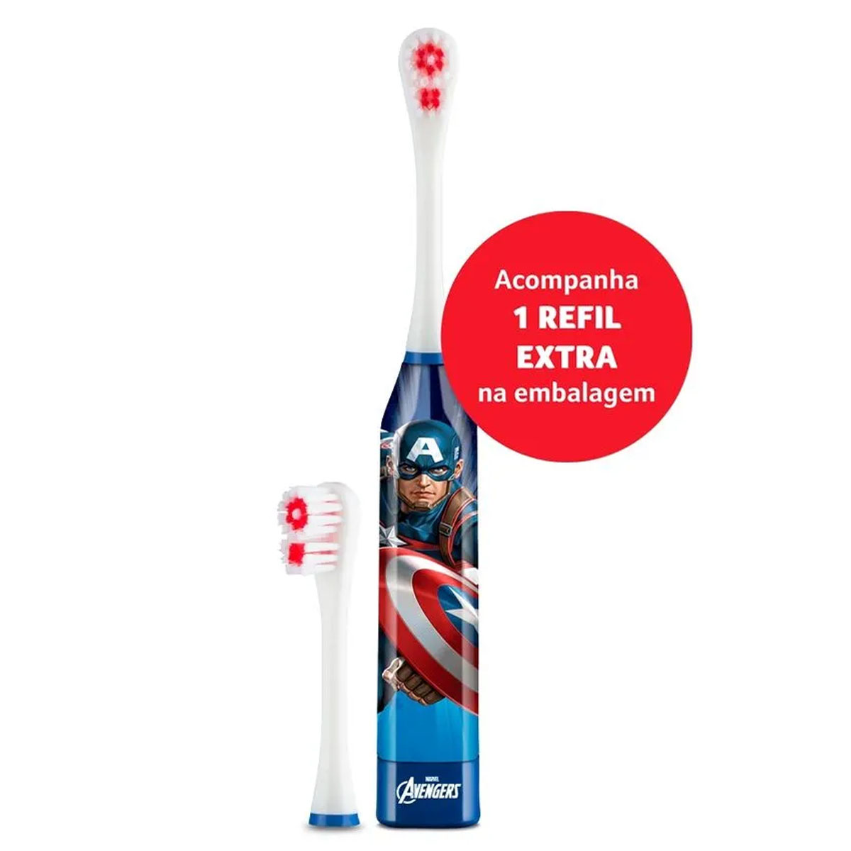 Escova Dental Elétrica Vibracional Infantil Marvel Avengers Capitão America