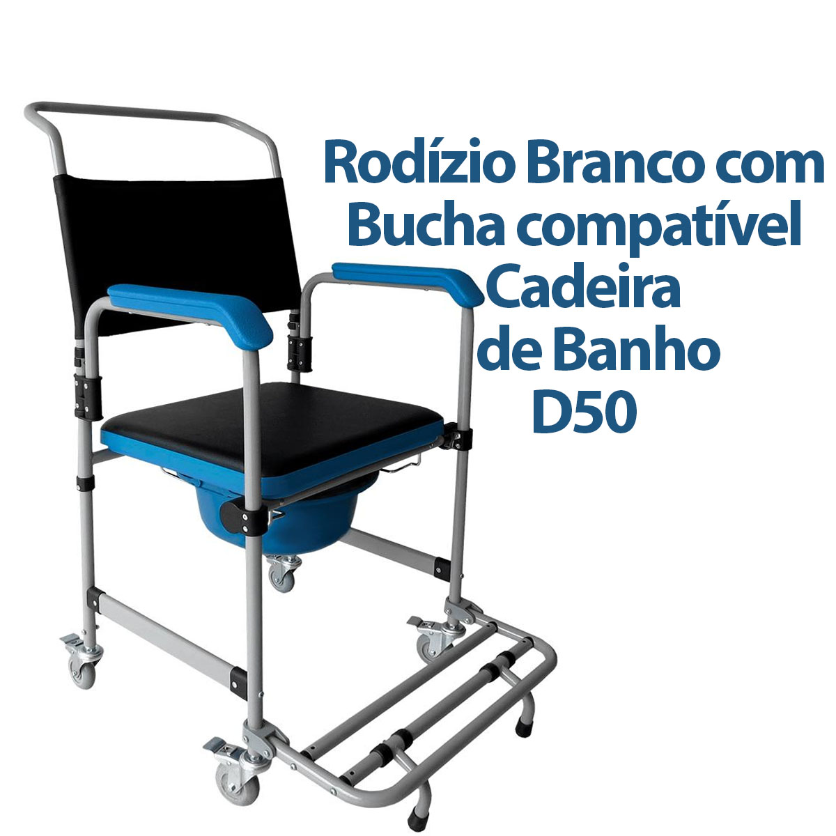 Rodizio Branco com Bucha Cadeira de Banho D50 Dellamed