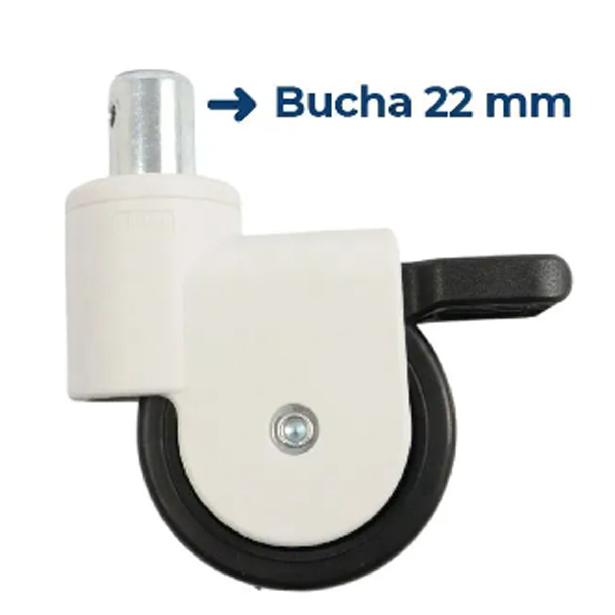 Rodizio Branco com Bucha Cadeira de Banho D60 Dellamed