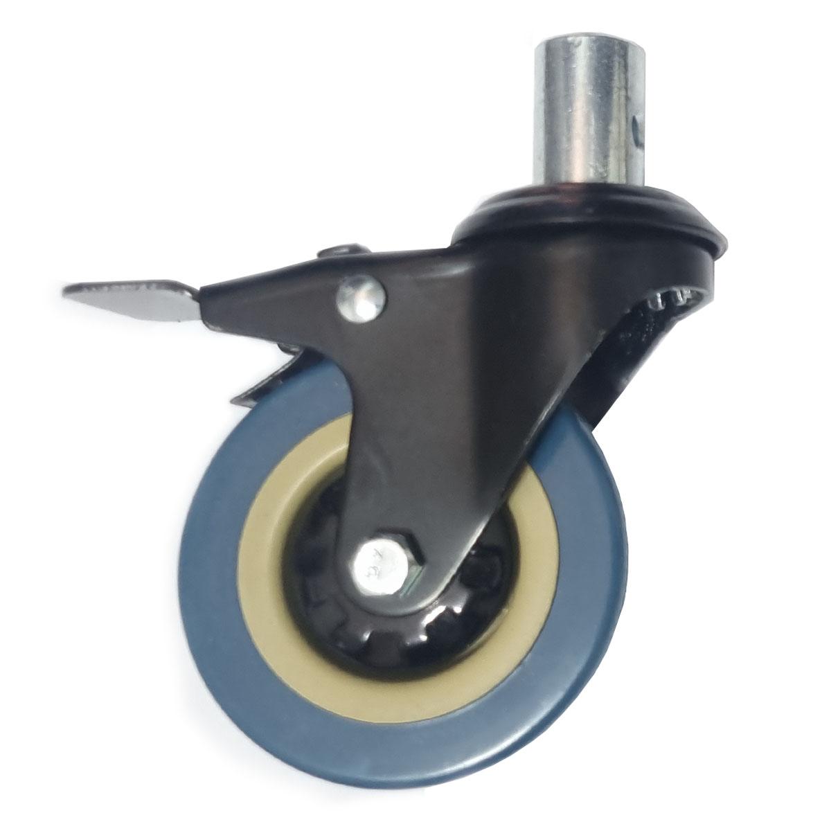 Kit Rodizio Metal Azul Cadeira de Banho D30 D40 Dellamed 2x Sem Freio 2x Com Freio 