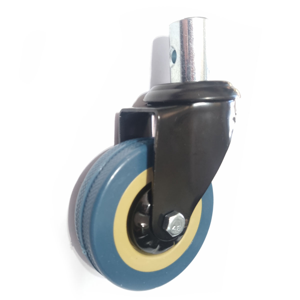 Kit Rodizio Metal Azul Cadeira de Banho D30 D40 Dellamed 2x Sem Freio 2x Com Freio 